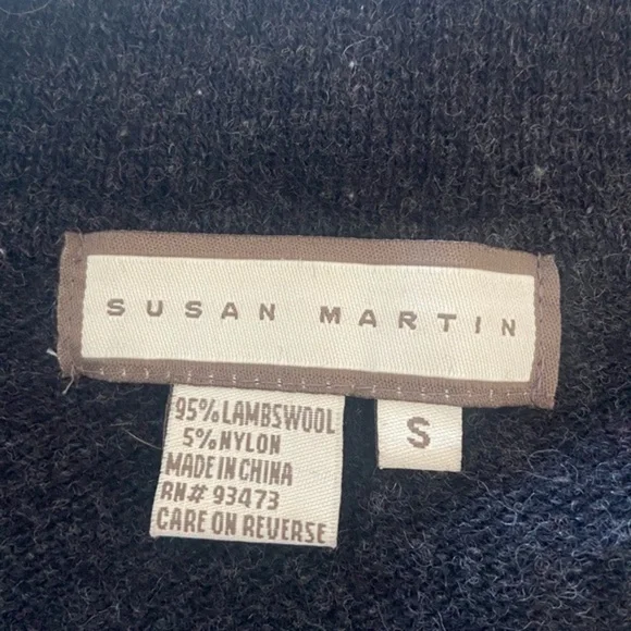 VINTAGE Lamb’s Wool Cardigan Open Front Jacket w Button Accents SUSAN MARTIN Sm - Picture 4 of 9